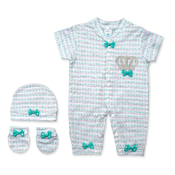 SUNSHINE BABY ROMPER PACK OF 3 TEXTURED SEA GREEN 6-9M