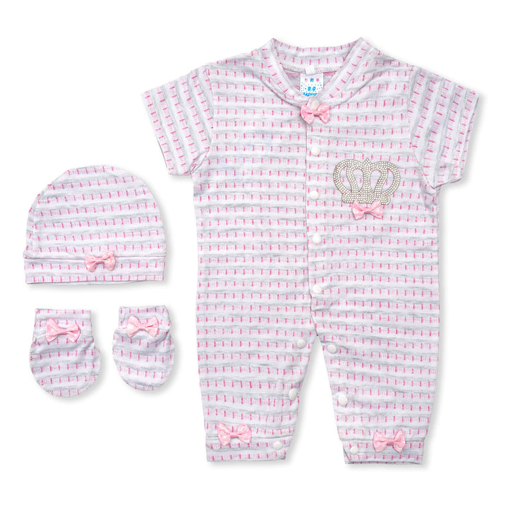 SUNSHINE BABY ROMPER PACK OF 3 PINK LINES 6-9M