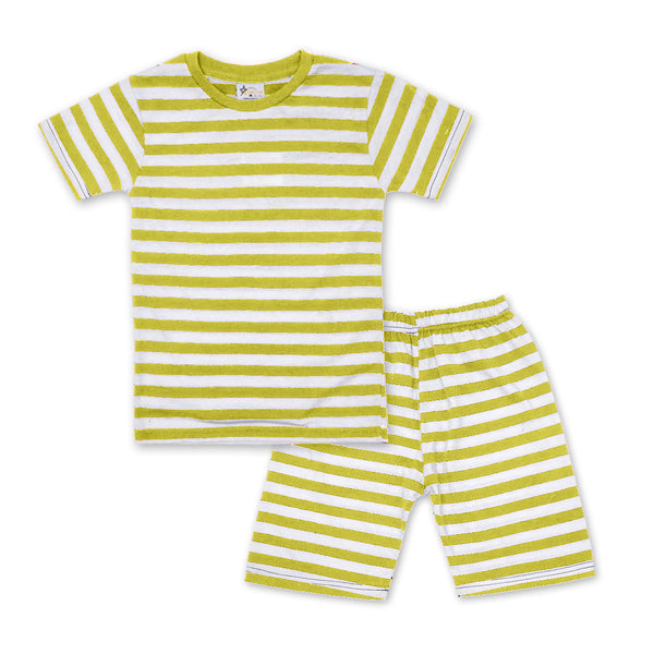 Kids T-Shirt & Short Set Stripes Mustard - Mini Charm