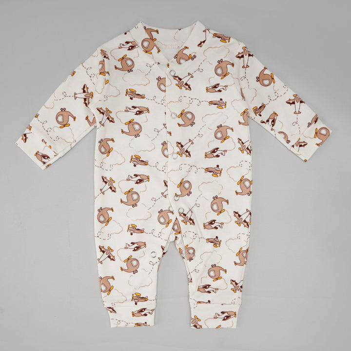 BABY SLEEPSUIT PACK OF 3 HELICOPTER BROWN  18-24