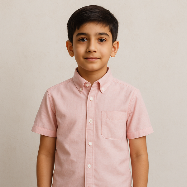 Boys Half Sleeve Casual Shirt Plain Peach - Sunshine