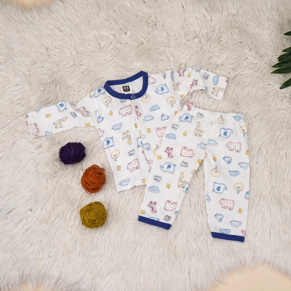 Baby Sleepsuit Animals Blue - Sunshine