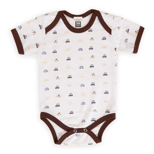 BABY BODY SUIT HAPPY SMILE BEAR WHITE & BROWN - SUNSHINE  6-12M