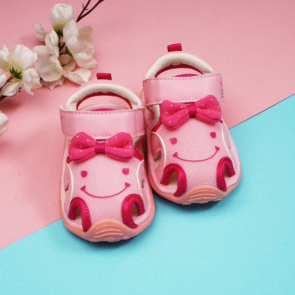 Kids Sandals Smiley Face & Bow Pink - Sunshine