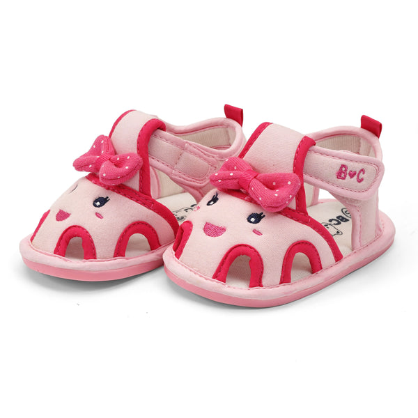 Kids Sandals Cute Face & Bow Baby Pink - Sunshine