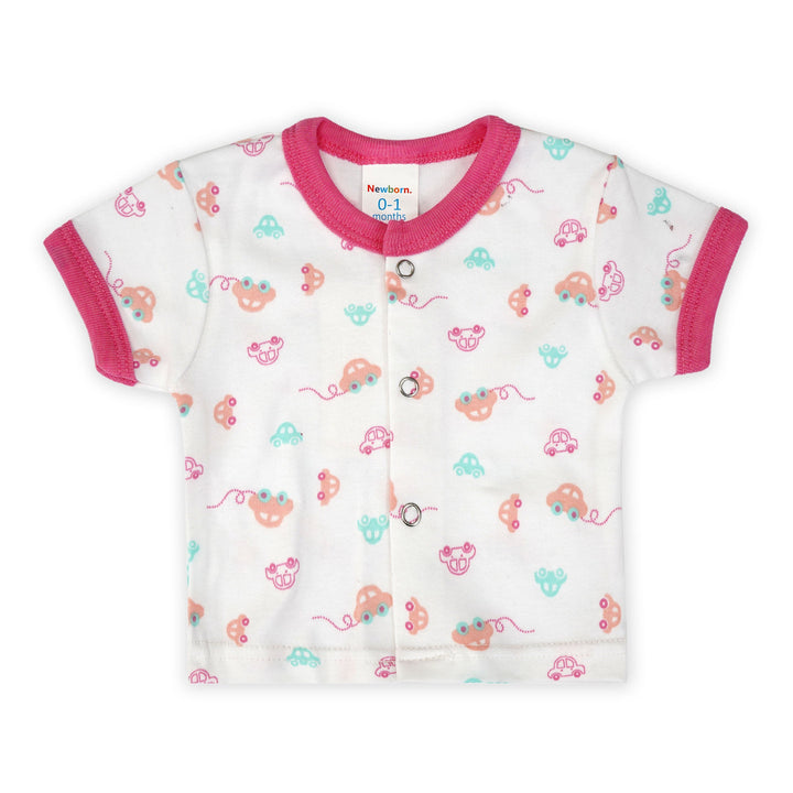 SUNSHINE BABY SLEEPSUIT  CAR PINK  (6-9M )