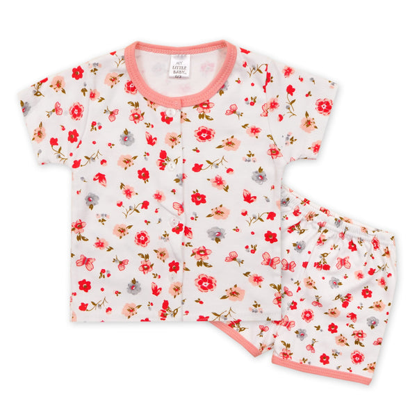 SUNSHIE MY LITTLE BABY SHORT & SHIRT FLOWERS PEACH  3-6M