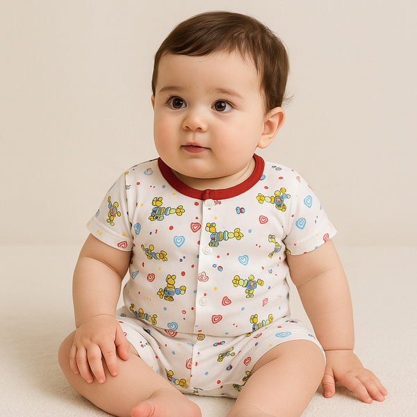 Baby Cotton Night Suit Giraffe Red - Sunshine