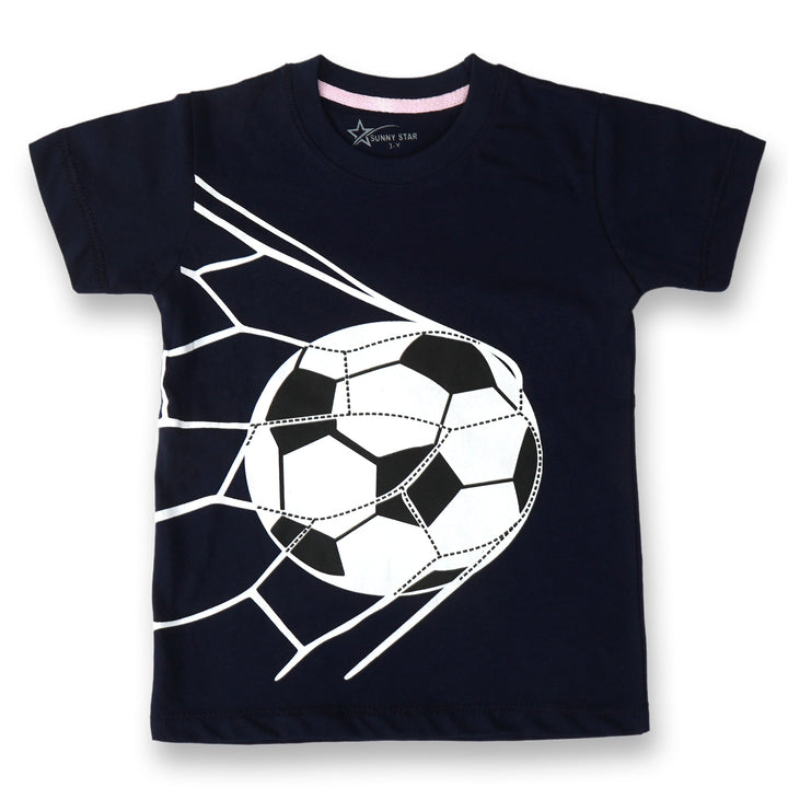 SUNSHINE KIDS SHORT & SHIRT FOOT BALL NAVY BLUE  3-4Y