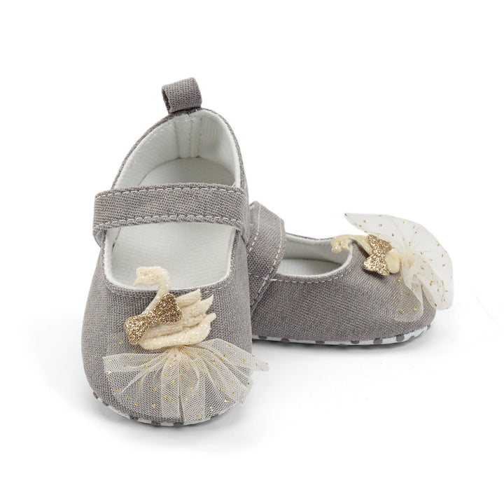 SUNSHINE GIRLS BOW COTTEN SANDLE GREY   (13.0)  2Y