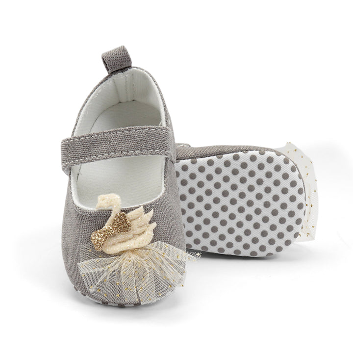 SUNSHINE GIRLS BOW COTTEN SANDLE GREY   (13.0)  2Y