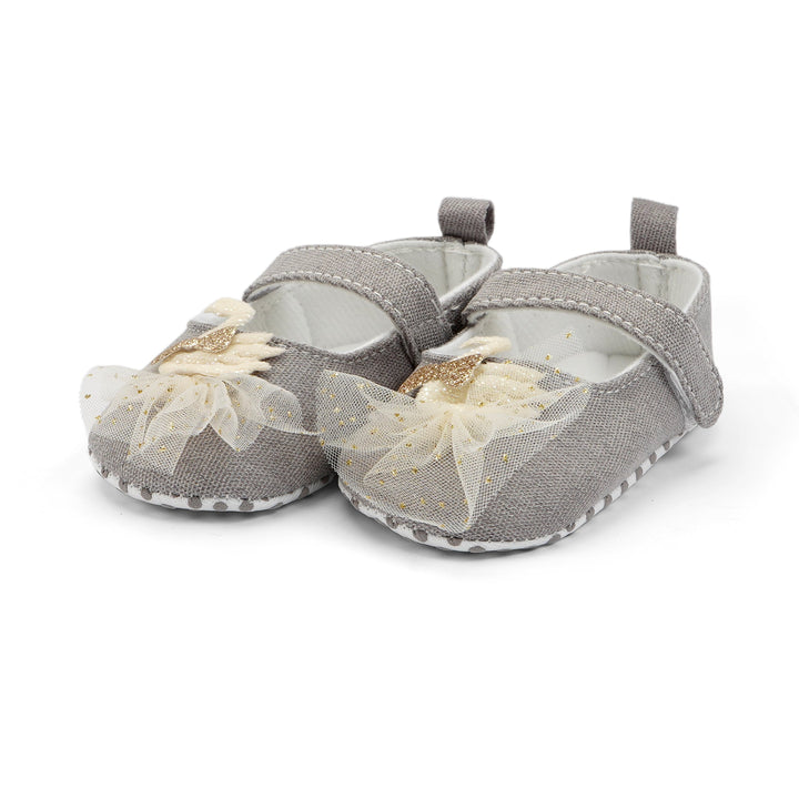 SUNSHINE GIRLS BOW COTTEN SANDLE GREY   (13.0)  2Y