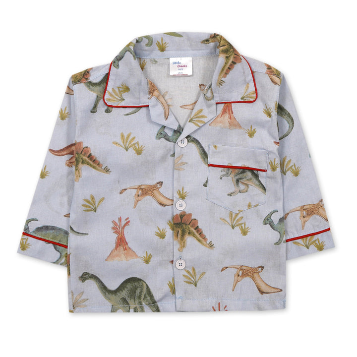 SUNSHINE KIDS NIGHT SUIT DINOSOUR SOLID BLUE 6-7Y