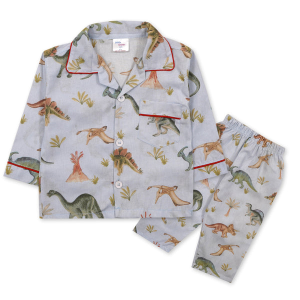 SUNSHINE KIDS NIGHT SUIT DINOSOUR SOLID BLUE 6-7Y