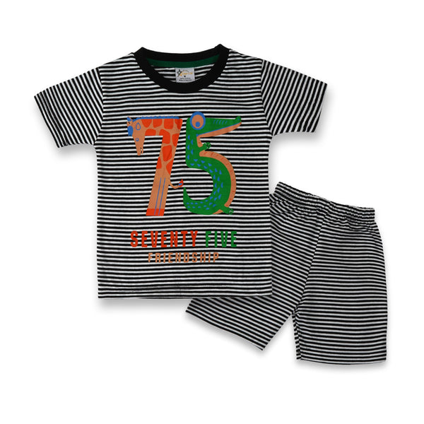 SUNSHINE KIDS PAJAMA SET SEVENTY FIVE FRIENDSHIP BLACK STRIPES (XL)7-8Y