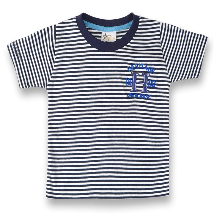 SUNSHINE KIDS SHORT & SHIRT  HERITAGE STRIPES NAVY BLUE (XL) 4-5