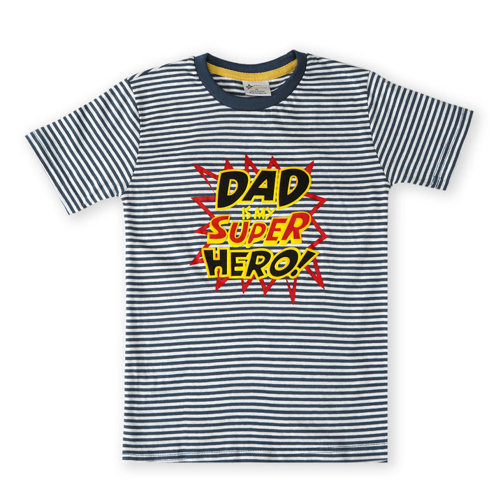 SUNSHINE KIDS SHORT & SHIRT SUPER DAD BLACK STRIPES XL (3-4)