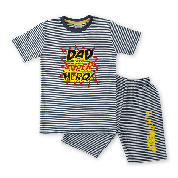 SUNSHINE KIDS SHORT & SHIRT SUPER DAD BLACK STRIPES XL (3-4)