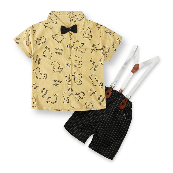 SUNSHINE BOYS SHORT AND SHIRT BOW AND GALLACE DINO YELLOW XXL 4-5 Y
