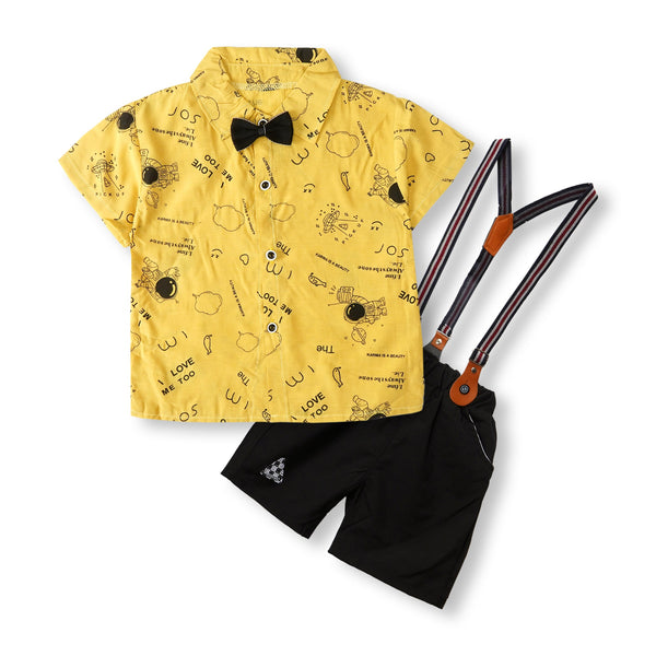 SUNSHINE BOYS SHORT AND SHIRT BOW AND GALLACE ASTRONAUT MUSTARD XXL 4-5 Y