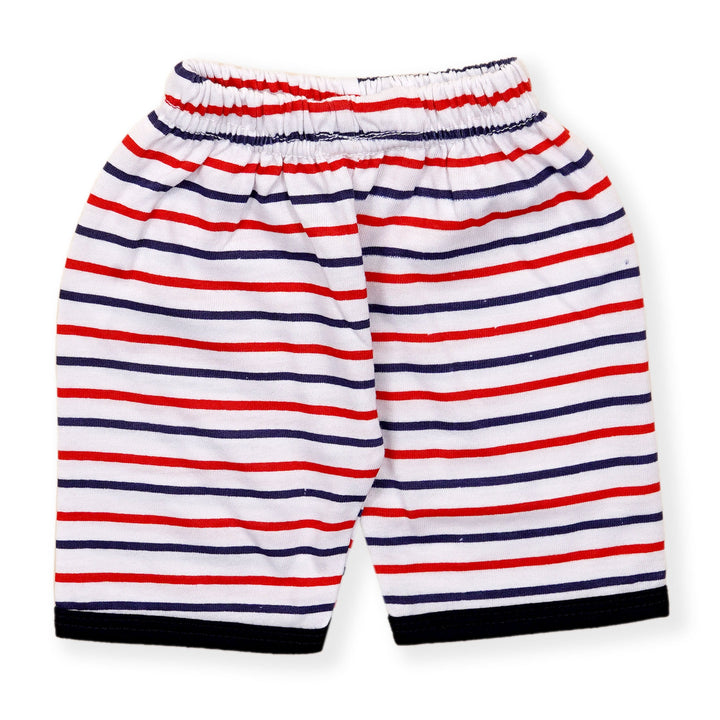 SLEEP SUIT SHIRT & SHORT SET STRIPES NAVY BLUE(3-6M) - SUNSHINE