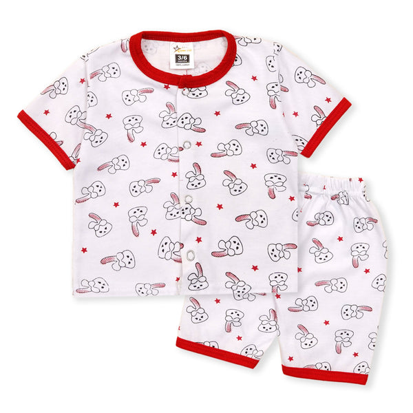 SUNSHINE BABY SLEEP SUIT SHORT & SHIRT RABBIT RED (3-6M)