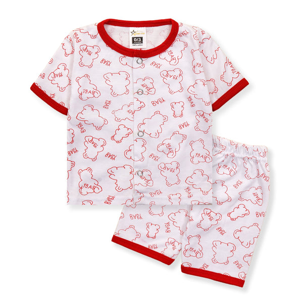 BABY COTTON SLEEP  SUIT BEAR RED - SUNSHINE (3-6 MONTHS)