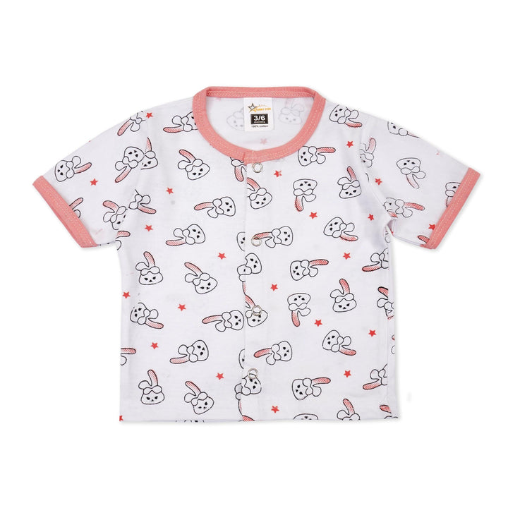 BABY COTTON SHORT & SHIRT RABBIT LIGHT PINK - SUNSHINE 3-6MONTHS)