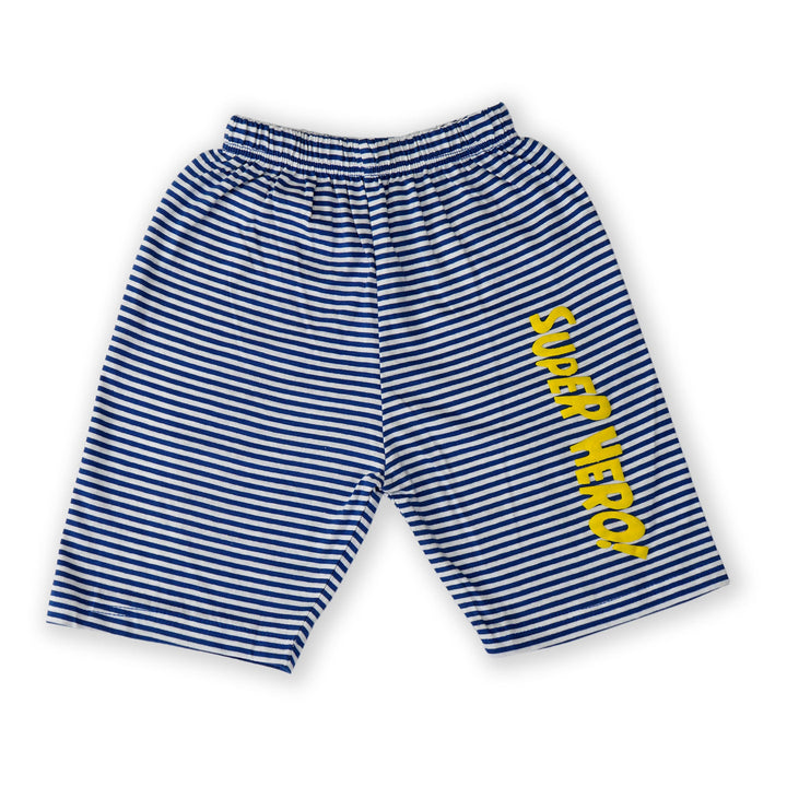 SUNSHINE KIDS SHORT SET DAD SUPER HERO BLUE STRIPES 3-4 YEARS