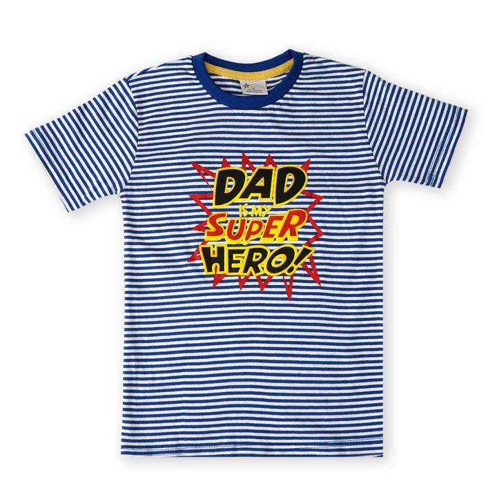 SUNSHINE KIDS SHORT SET DAD SUPER HERO BLUE STRIPES 3-4 YEARS