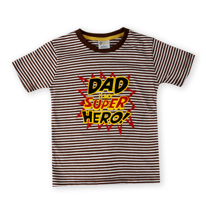 SUNSHINE KIDS SHORT SET DAD SUPER HERO BROWN STRIPES-4-5 YEARS