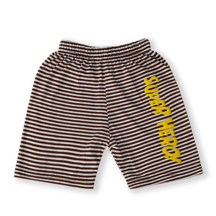 SUNSHINE KIDS SHORT SET DAD SUPER HERO BROWN STRIPES-4-5 YEARS