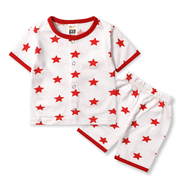 Baby Sleepsuit Stars Red - Sunshine