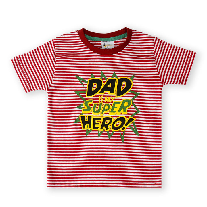 SUNSHINE KIDS SHORT SET DAD SUPER HERO RED STRIPES-4-5 YEARS