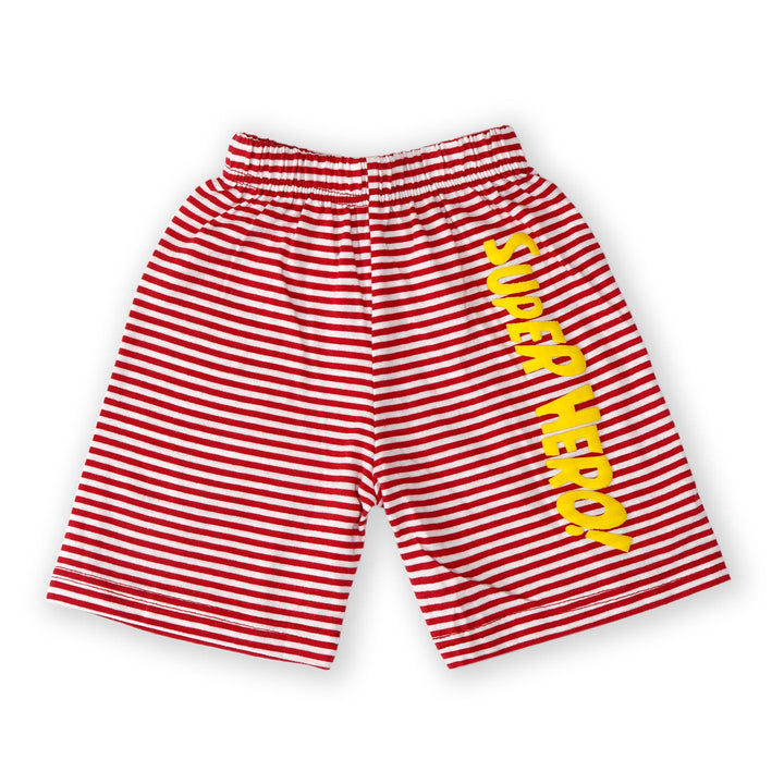 SUNSHINE KIDS SHORT SET DAD SUPER HERO RED STRIPES-4-5 YEARS