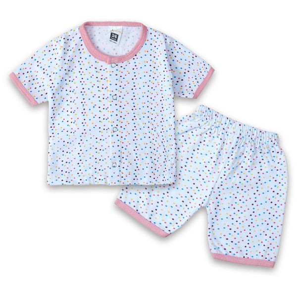 BABY  SLEEPSUIT POLKA DOTS PINK  - SUNSHINE 3-6 MONTHS)