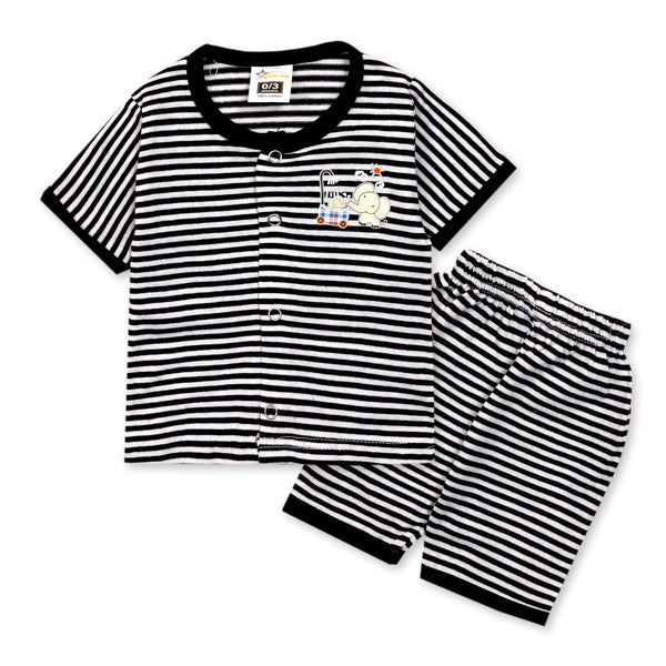 SUNSHINE BABY SLEEP SUIT SHORT & SHIRT STRIPES BLACK AND WHITE 3-6 M