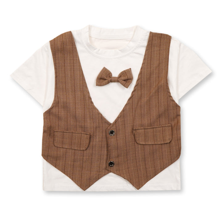 SUNSHINE BOYS SHORT AND SHIRT BOW & WAIST COAT BROWN XXL 4-5Y