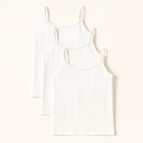 Girls Cami Tank Top Pack Of 3 White - Sunshine