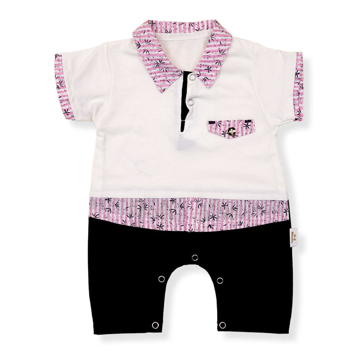 SUNSHINE KIDS HALF SLEEVE ROMPER WHITE & PURPLE 6-9M