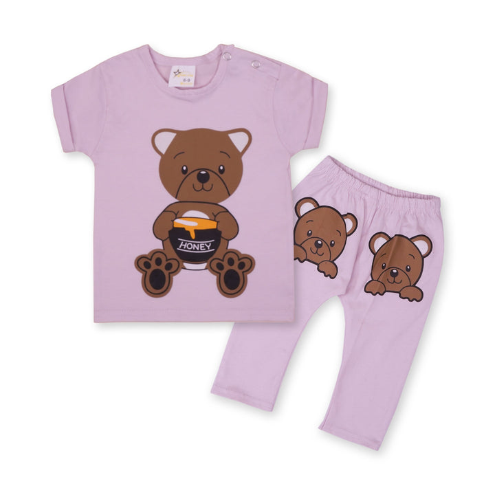 SUNSHINE TEDDY BEAR HALF SLEEVE PAJAMA SET PINK 12-18 M