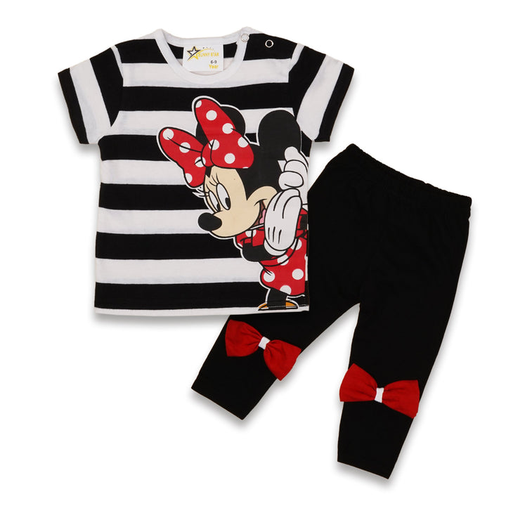 SUNSHINE MINEI MOUSE HALF SLEEVE PAJAMA SET BLACK STRIPS 12-18M