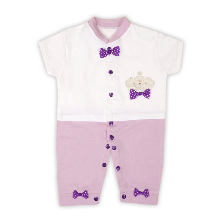 SUNSHINE BABY ROMPER PACK OF 3 CROWN PURPLE & WHITE 6-9M