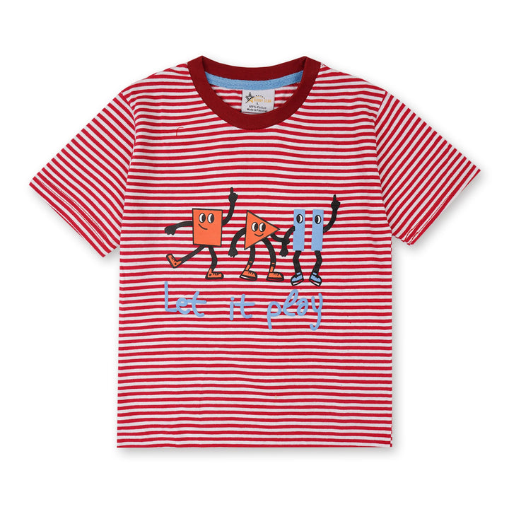 SUNSHINE SHORT & SHIRT STRIPES SHAPES RED (XL) 4-5Y