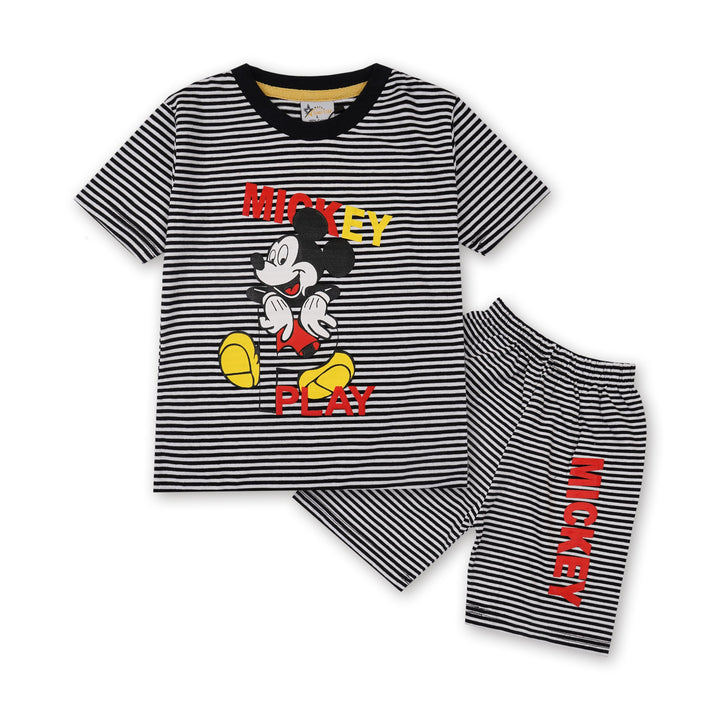 SUNSHINE SHORT & SHIRT STRIPES MICKEY BLACK (XL) 4-5Y