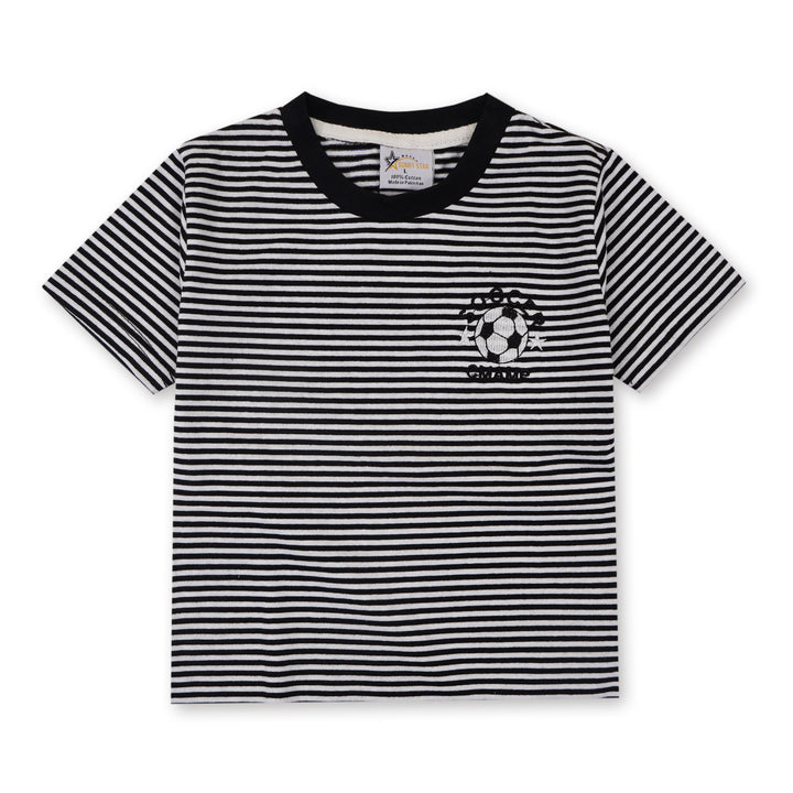 SUNSHINE SHORT & SHIRT STRIPES FOOTBALL STRIPES BLACK (XL) 4-5Y