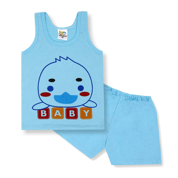 SUNSHINE BABY SHORT AND SANDO SET PENGUIN SKY BLUE 6-12 M