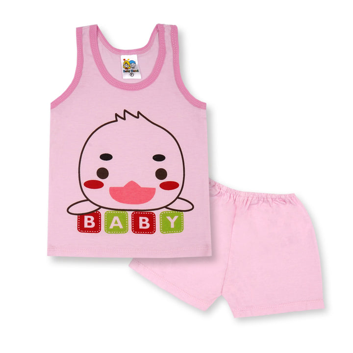 SUNSHINE BABY SHORT AND SANDO SET PENGUIN PINK 6-12 M