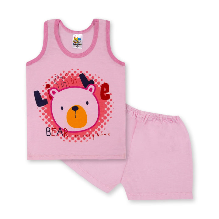 SUNSHINE BABY SHORT AND SANDO SET BEAR DOTS PINK 6-12 M