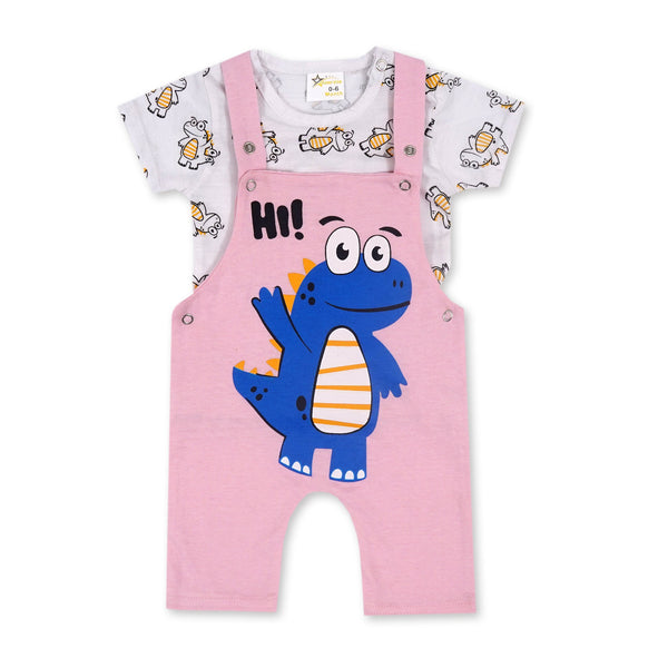 BABY DUNGAREE HI DINO PINK 12-18 - SUNSHINE